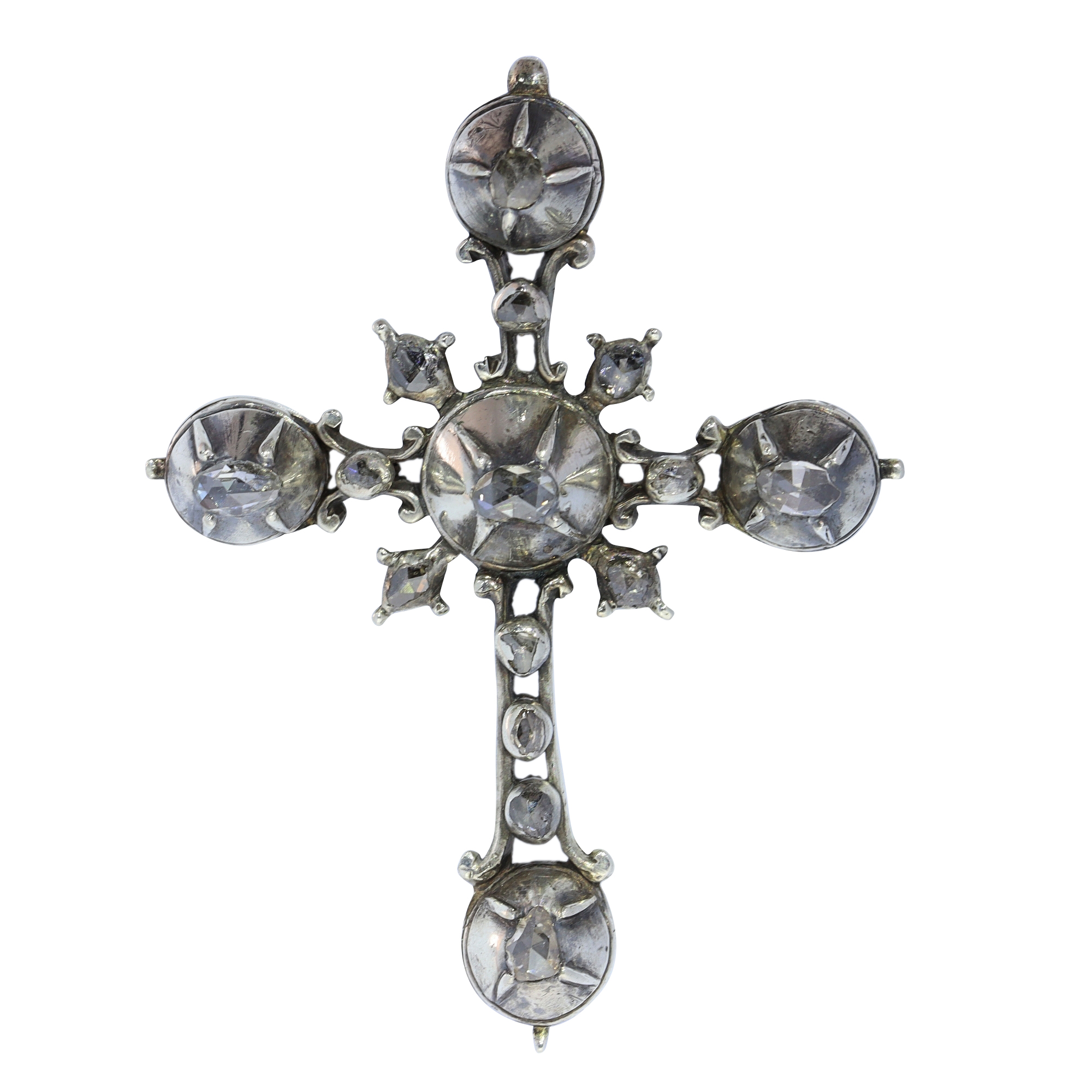 1750s Rococo Silver Cross: Artistry in Jewellery
